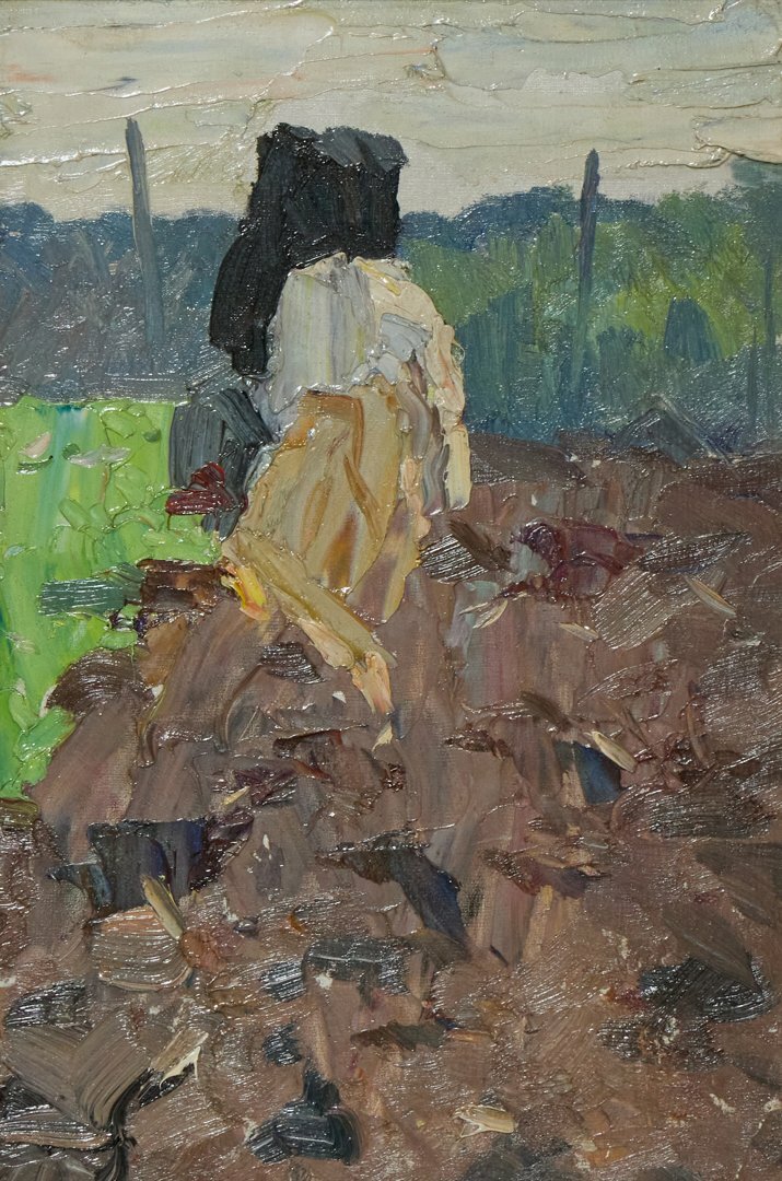 Пашня  Евгений Лесин  Реализм  Картон  Масло