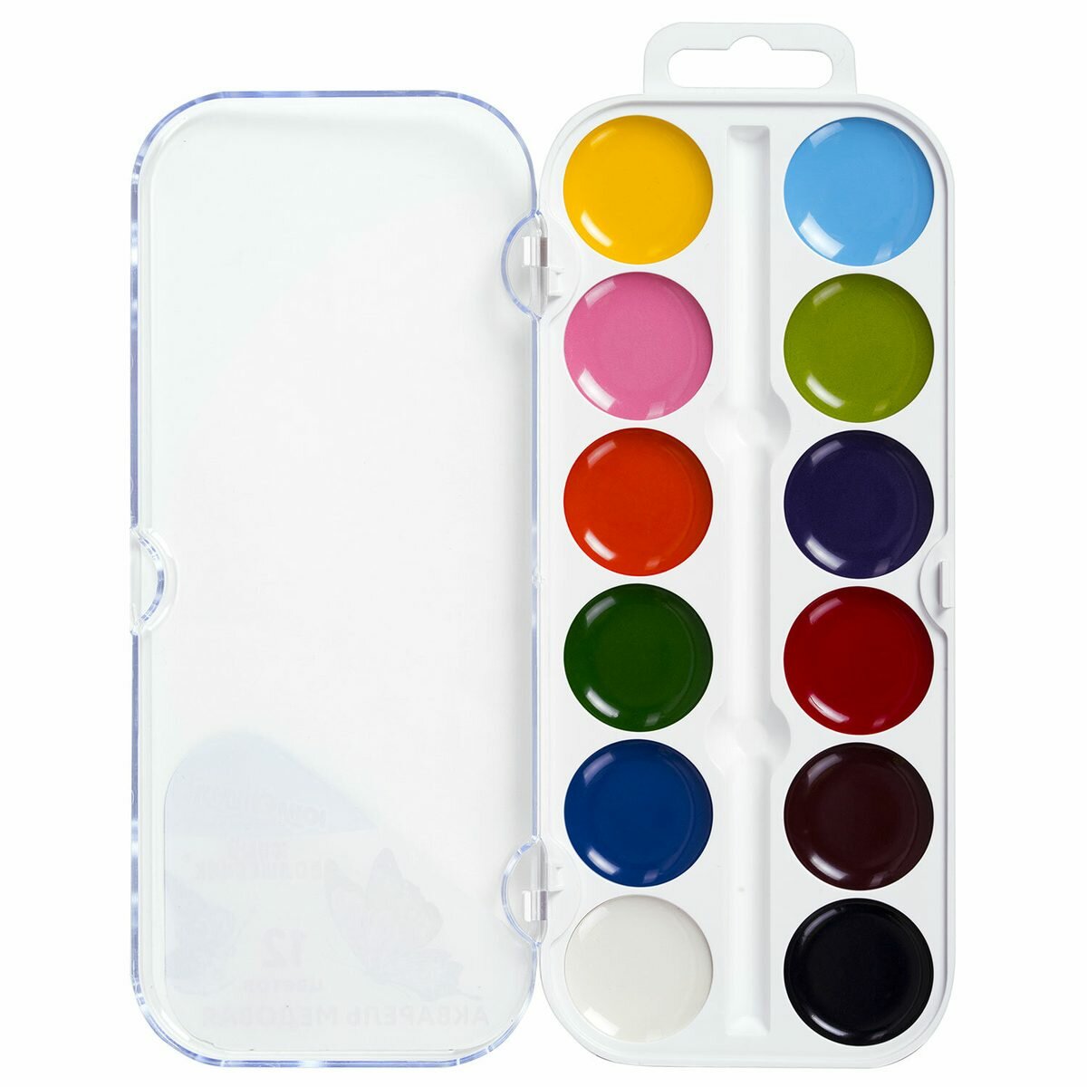 Краски акварельные медовые 12 цветов Юнландия "Юный волшебник", круглые кюветы, пластик (192358)