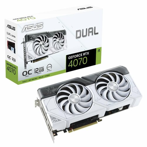 ASUS Видеокарта GeForce RTX 4070 DUAL White OC 12GB DUAL-RTX4070-O12G-WHITE 90YV0IZ4-M0NA00 81660₽