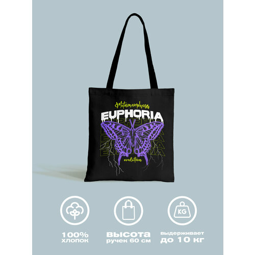 Сумка шоппер Crazy Getup фактура гладкая черныйфиолетовый 315₽