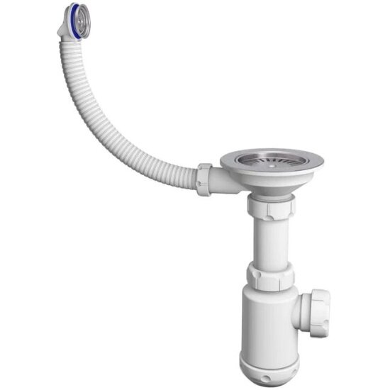 Сифон одинарный Санпласт GRAND 3 1/2" с круглым переливом + гофраСНР 370-11-01