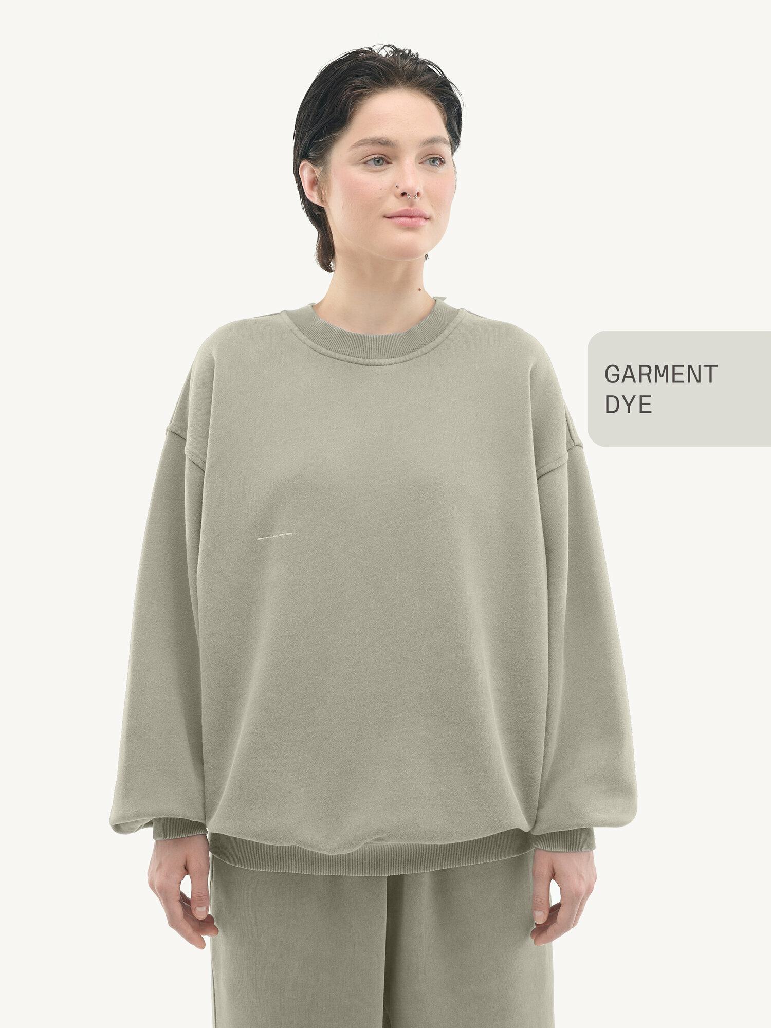 Свитшот MUTED OVERSIZE GARMENT DYE, размер S-M, , пепельный серый