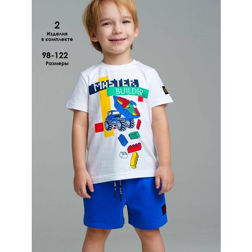 фото Комплект одежды playtoday, размер 98, белый, синий