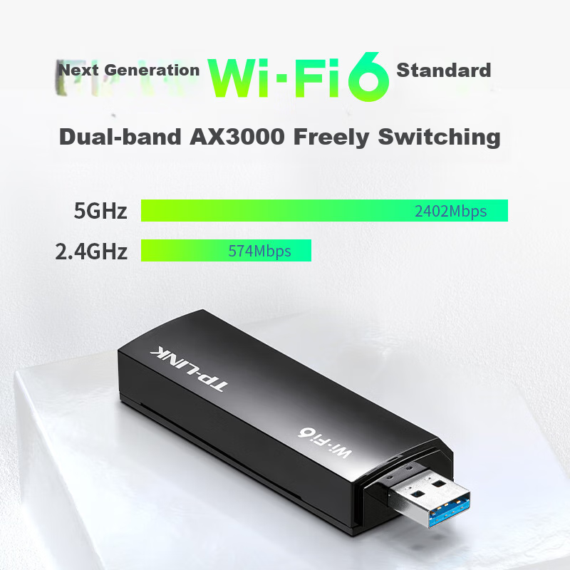 TP-LINK WiFi 6 Gigabit USB Wireless Network Adapter for Desktop Computers, AX3000 WiFi Receiver Dual-Band 5G Computer Laptop WiFi Transmitter, XDN9000 Driver-Free Version — фото 1
