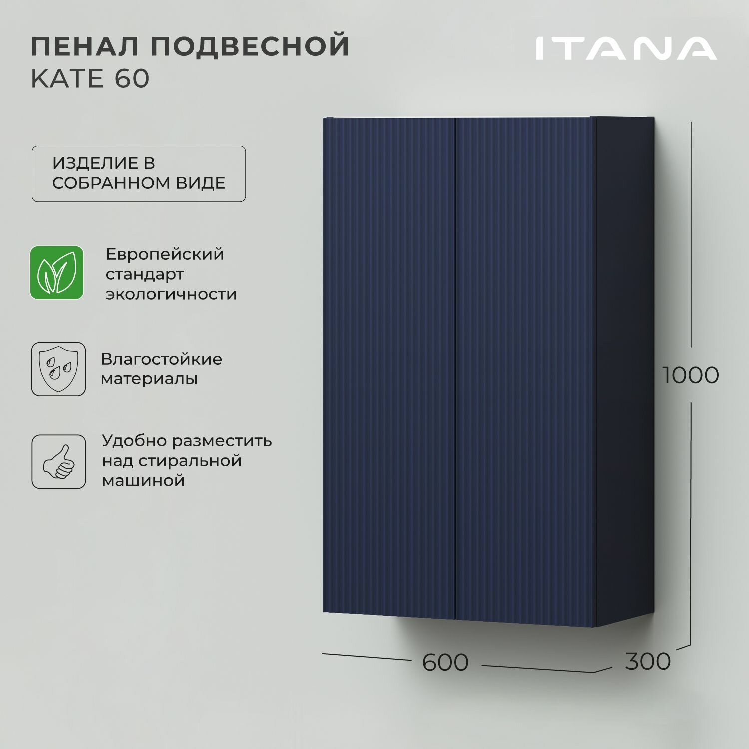 Пенал подвесной Итана Kate 60 600х300х1000 Океания