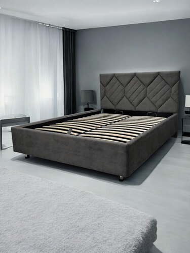 Изображение товара Кровать двуспальная 140х200 см, мягкая с подъемным механизмом и бельевым ящиком