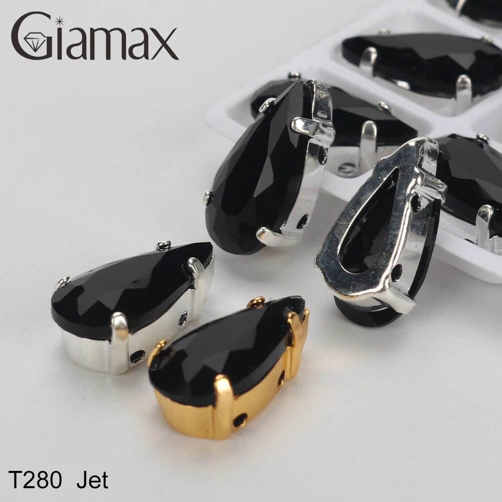 Giamax стразы капли T280 Jet, 24шт, 7x14мм, Gold