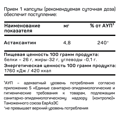 Картинки Астаксантин 240% XL Sport Nutrition Astaxanthin with MCT, 60 капсул, комплекс для иммунитета, бад для зрения