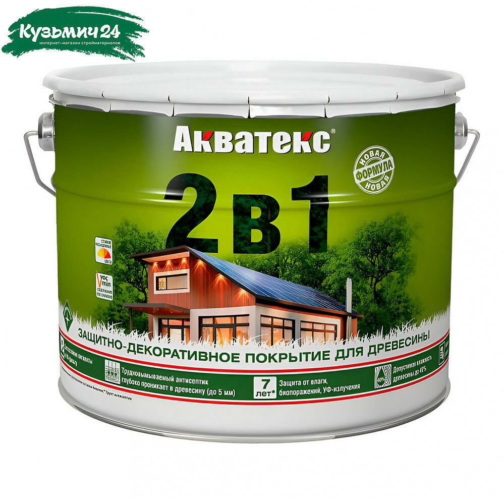Защитно-декоративное покрытие для дерева Акватекс 2 в 1 полуматовое Груша 9 л