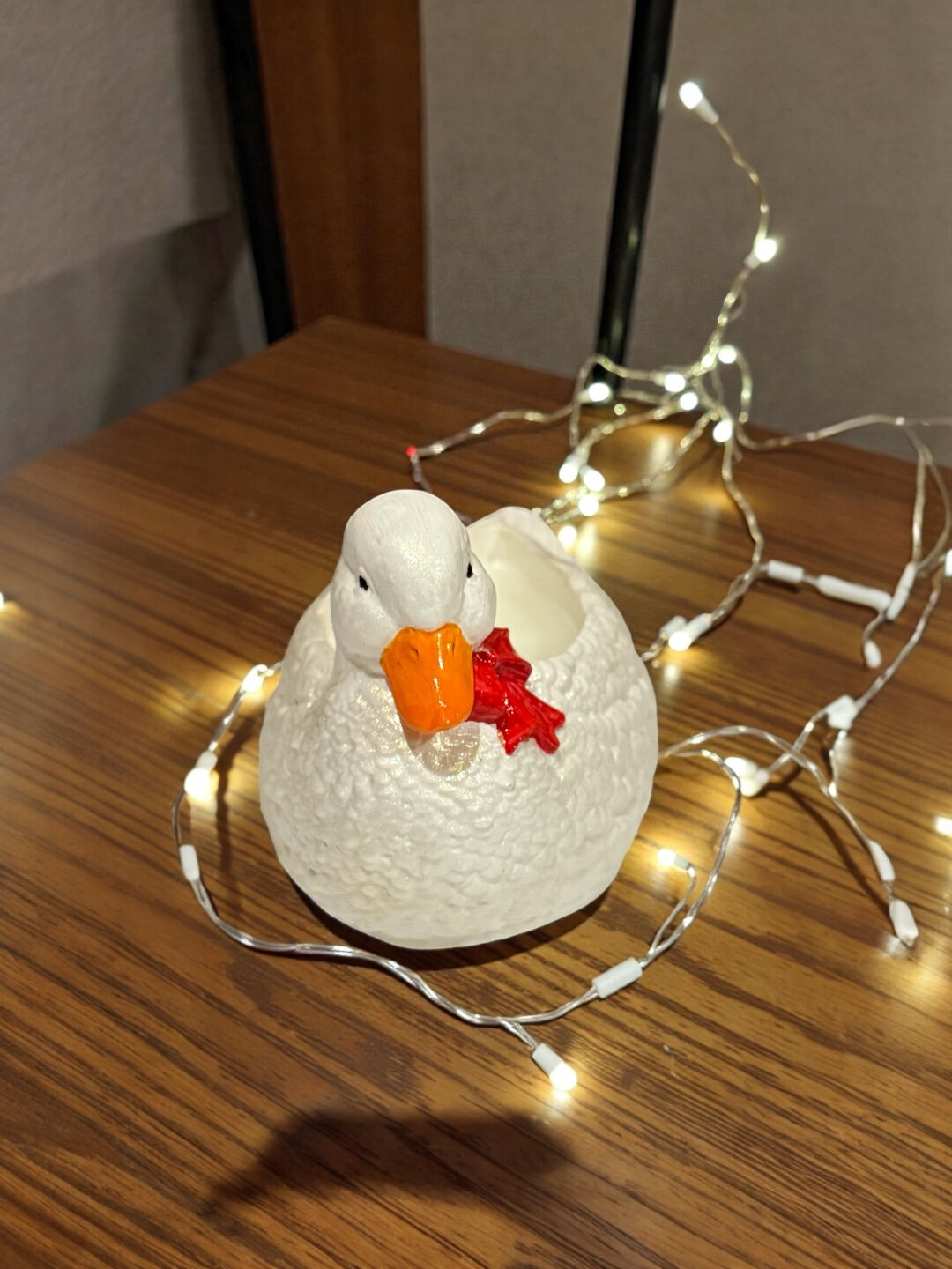 Декоративная арома-свеча "Уточка", из гипса и соевого воска, белый цвет — фото 1