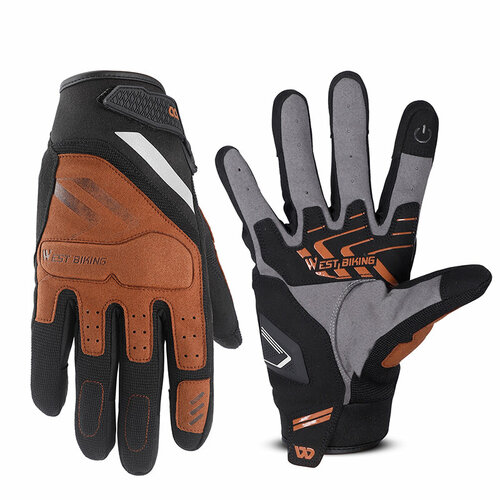 Велосипедные перчатки West Biking с защитой при падении коричневые
