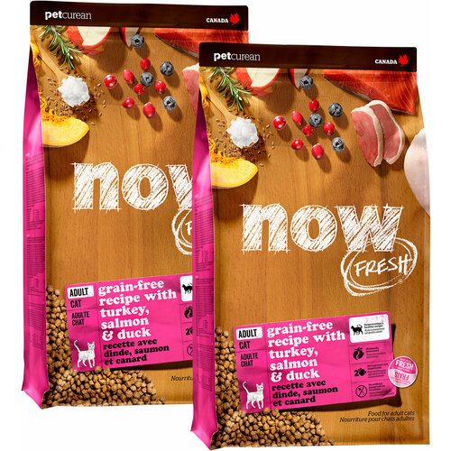 Сухой корм NOW FRESH CAT ADULT беззерновой для взрослых кошек с индейкой, уткой и овощами (3,63 + 3,63 кг)