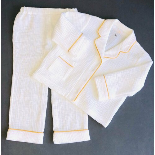 фото Пижама детская, брюки, рубашка, размер 92, белый abrel