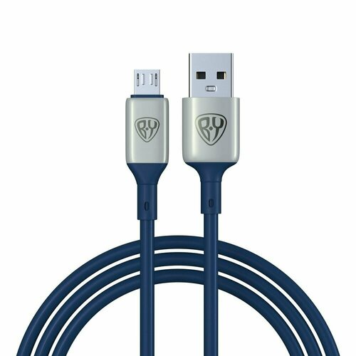 Кабель для зарядки Space Cable Pro Micro USB,1м, Быстрая зарядка QC3, штекер металл, синий