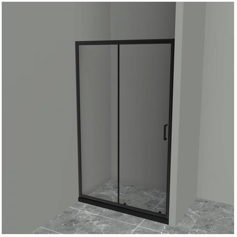 Душевая дверь BelBagno UNO-195-BF-1-110-C-NERO черный матовый стекло прозрачное 5 мм (1950х1100) — фото 1