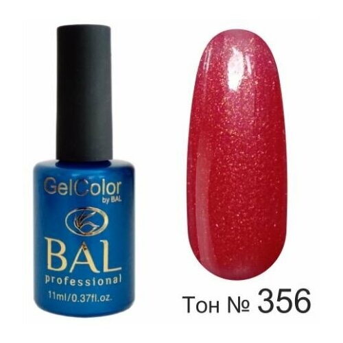 BAL Gel Color №356 Гель-лак каучуковый Клубничный джем с мелкими блестками 11 мл
