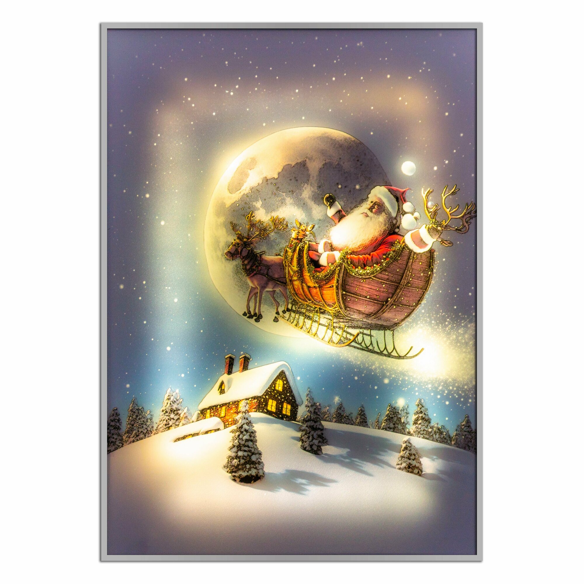 Картина-ночник / Светильник праздничный новогодний USB - Санта - фотография № 3