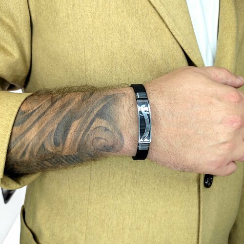 фото Браслет, металл, черный, серебряный нет бренда