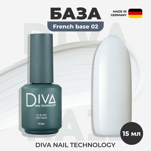 База для ногтей Diva Nail Technology №02 укрепляющее выравнивающее нюдовое цветное покрытие для френча, камуфлирующая основа для гель лака, молочная, 15 мл камуфлирующая база для гель лака mojo 006 8 мл