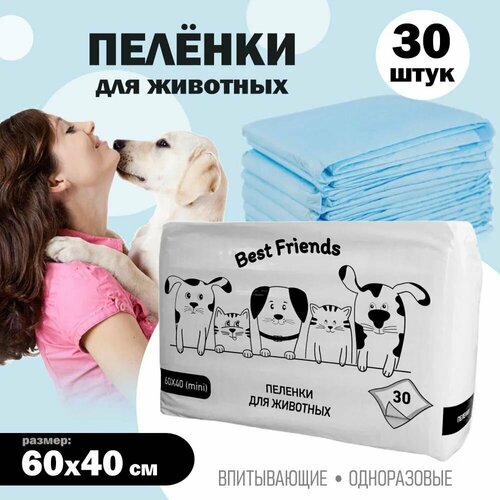 Пеленки для собак одноразовые Best Friends, для животных, впитывающие с суперабсорбентом, 60х40 см, 30 штук