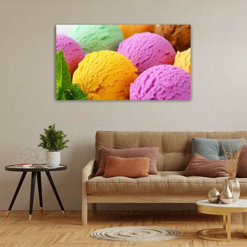 Картина на холсте 60x110 Альянс Лес "Ice cream colorful sweet" на подрамнике / интерьер/ декор