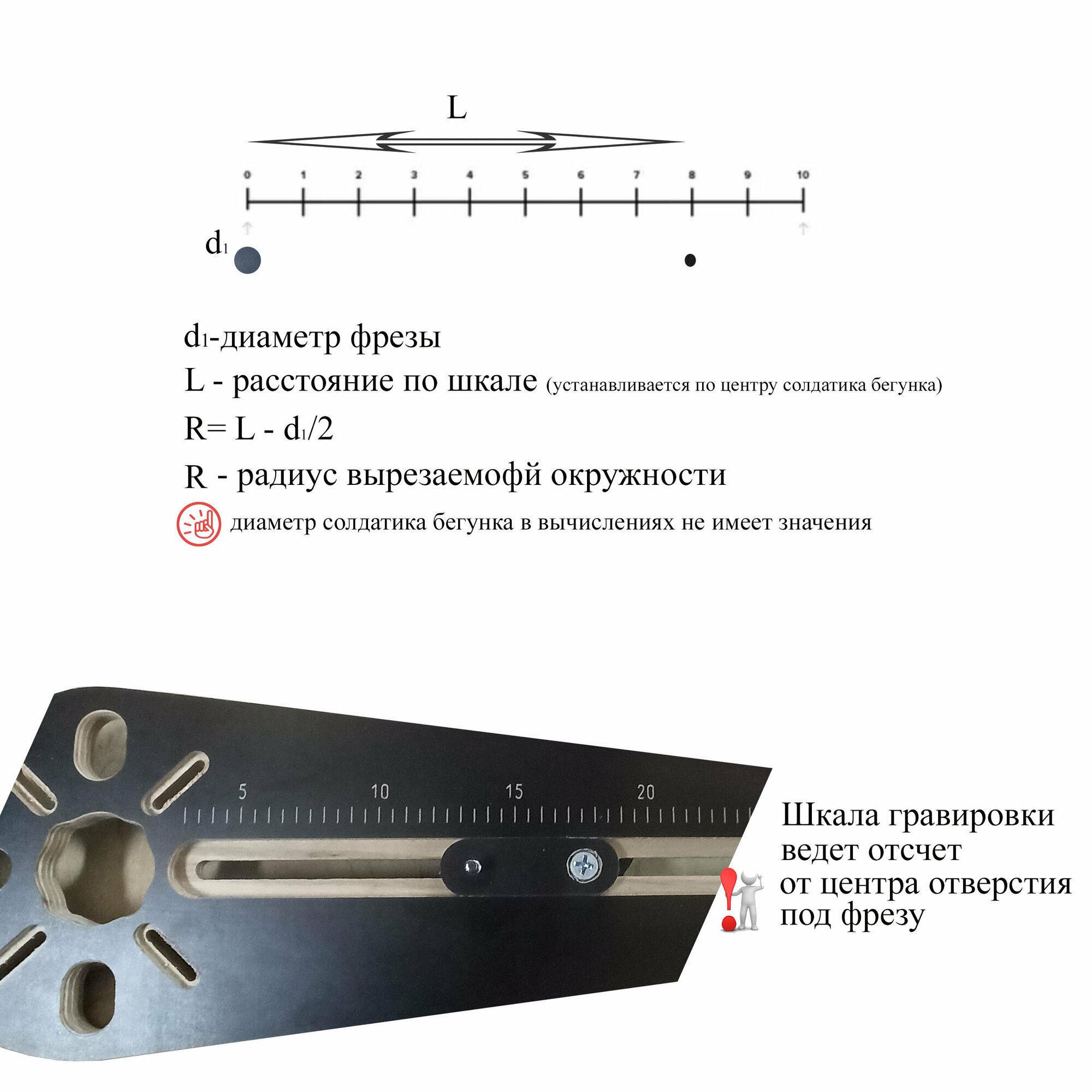 Циркуль для большого ручного фрезера Универсальный