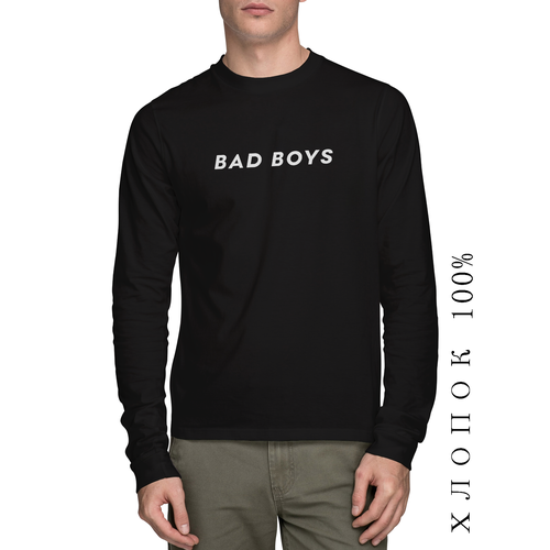 фото Лонгслив printhan лонгслив с принтом bad boys унисекс, черный, размер s (44-46), черный