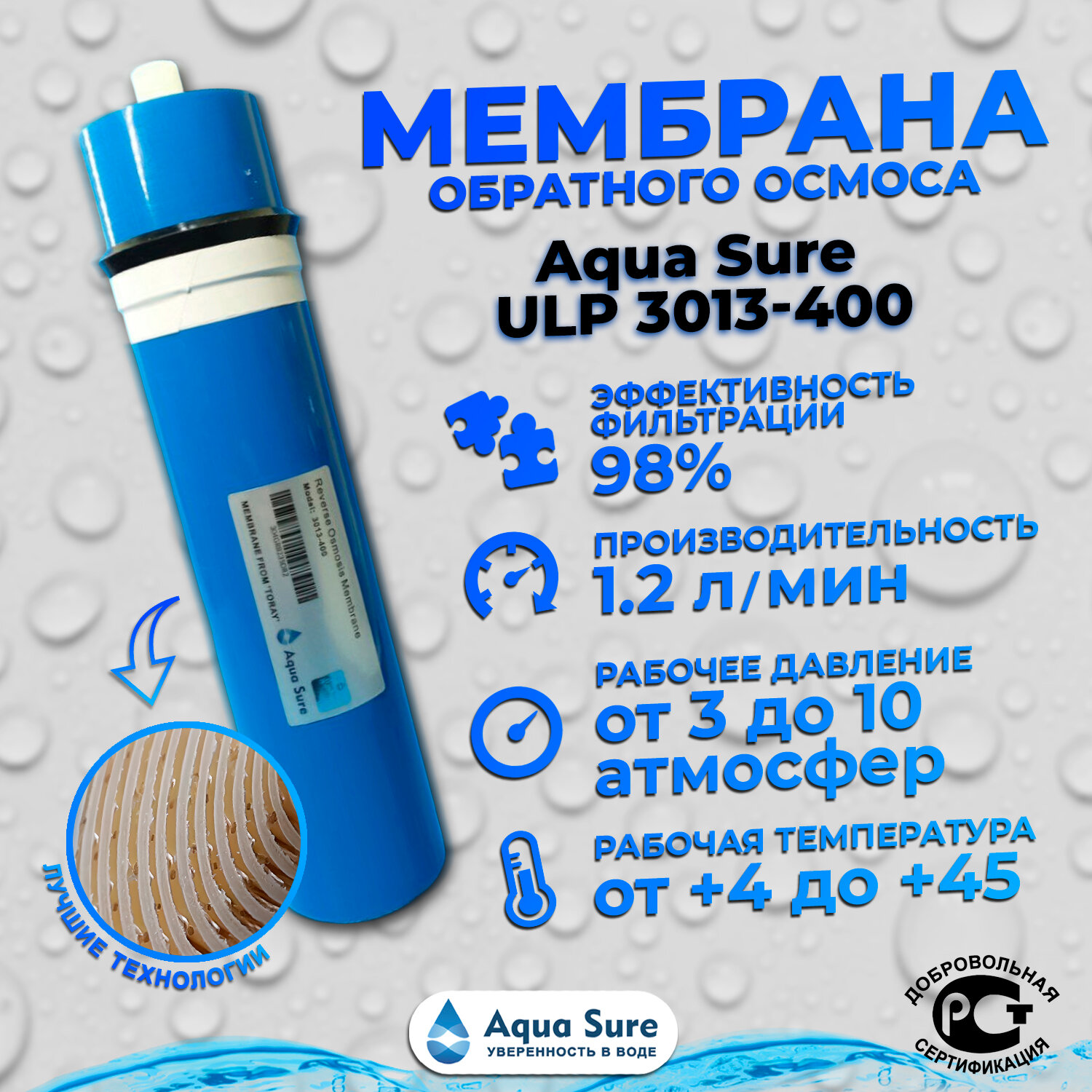 фото Мембрана обратного осмоса 3013 - 400 gpd