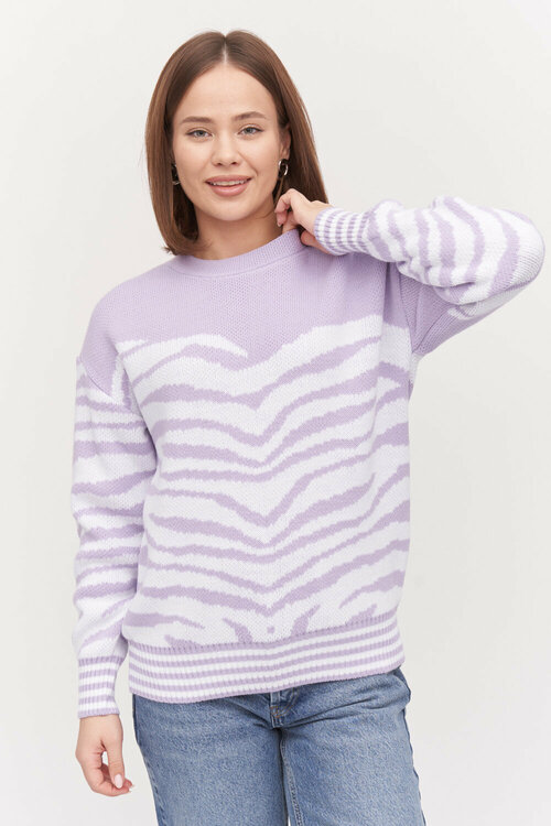 Джемпер Текстильная Мануфактура, размер 50/52, белый, фиолетовый