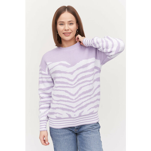 Джемпер Текстильная Мануфактура, размер 54/56, фиолетовый, белый джемпер женский с жаккардовым рисунком