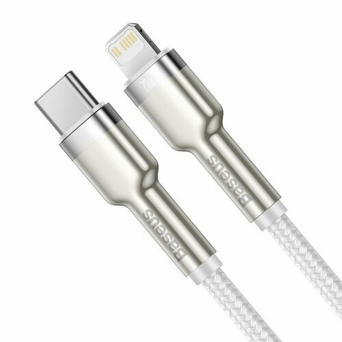 Кабель BASEUS Cafule Series Metal, Type-C - Lightning, 20W, 2 м, Белый аксессуар baseus cafule series metal usb type c 66w 1m white cakf000102