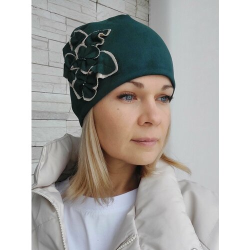фото Шапка бини шапка женская, размер 56-57, зеленый нет бренда
