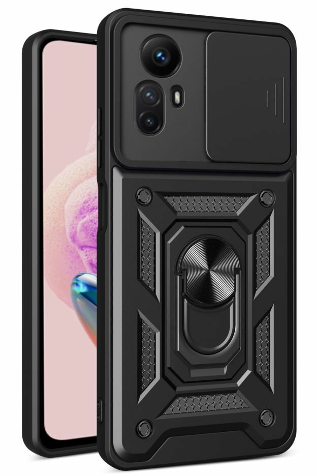 Чехол противоударный для Xiaomi Redmi Note 12S / Редми Нот 12S с защитой камеры armors (Черный)
