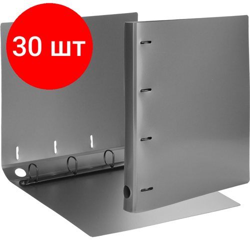 Комплект 30 штук, Папка на 4-х кольцах Attache Metallics А4 800мкм 40мм D-кол 25мм выруб сер