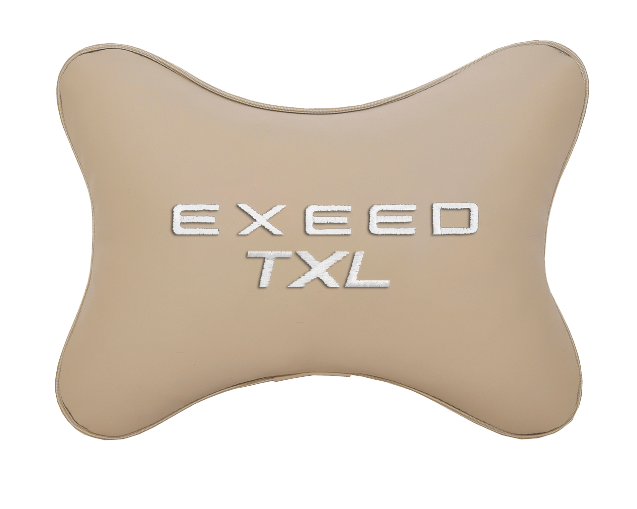 Подушка на подголовник экокожа Beige с логотипом автомобиля EXEED TXL
