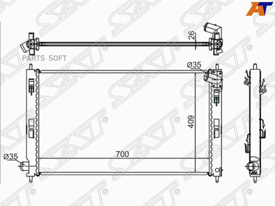 SGMC008807R SAT Радиатор Mitsubishi ASX 10- / Lancer 07-17 / Outlander 05-12 / Citroen C4 Aircross 12-16