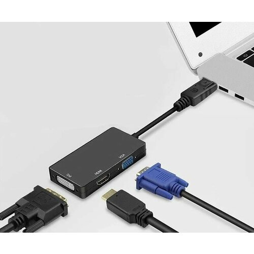 Переходник Display Port DP 20 pin - VGA, HDMI, DVI, черный переходник dp vga homes better черный