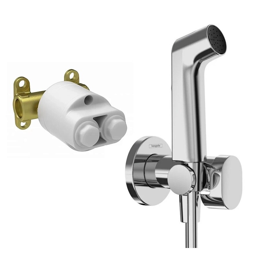 фото Гигиенический душ со смесителем 2 в 1 Hansgrohe Bidette S 1jet (скрытая часть в комплекте) хром