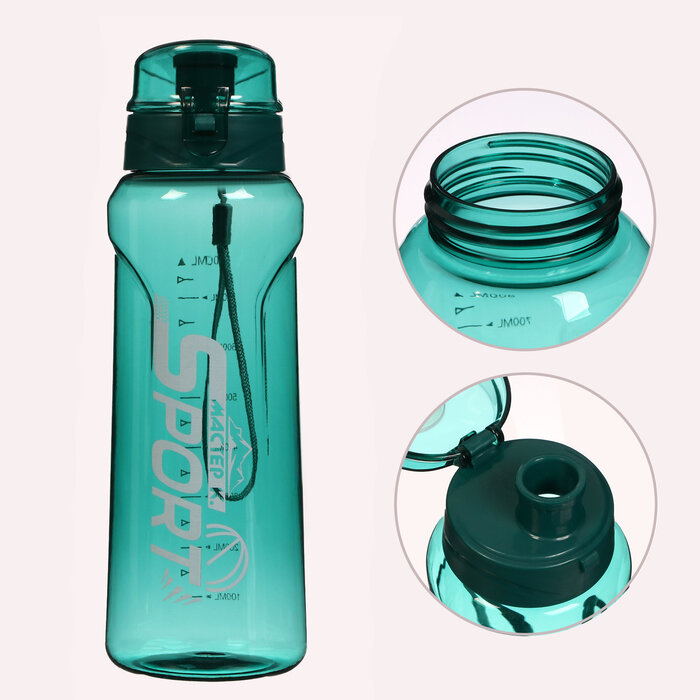 Бутылка для воды SPORT, 650 мл, 23 х 7.6 х 4.8 см, бирюзовая 9934106