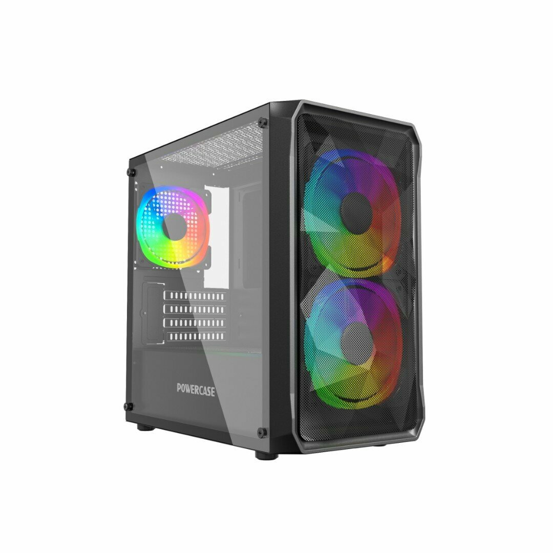 Корпус Powercase Mistral Micro A3B ARGB, Tempered Glass, 2x 140mm ARGB PWM+1x 120mm ARGB PWM, чёрный, mATX (CMMAB-A3)