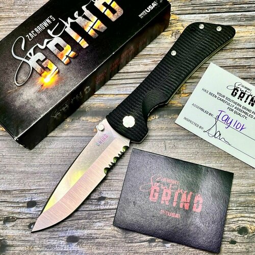 фото Нож складной southern grind sg20137 bad monkey, part serrated blade, g10 handle нет бренда