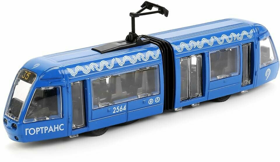 Модель металлическая инерционная трамвай гортранс 19 см Цвет Синий технопарк SB-17-51-WB(IC)