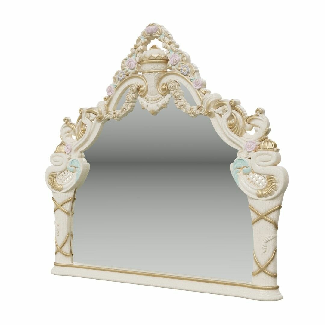 Зеркало (1420х80х1305)мм Спальня людовик (модульная система) Кракелюр, МДФ, шелкография, ППУ, ручная роспись