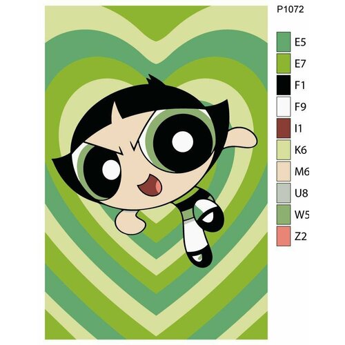 Детская картина по номерам P1072 Мультсериал The Powerpuff Girls (Суперкрошки). Пестик (Buttercup) 20x30