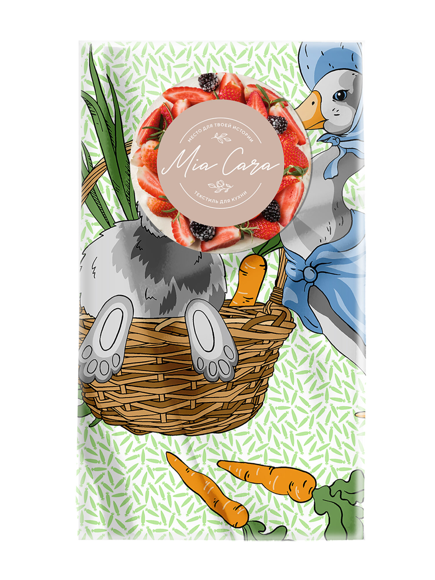 Набор вафельных полотенец 45х60 (6 шт.) "Mia Cara" рис 30632-1 Garden bunny - фотография № 5