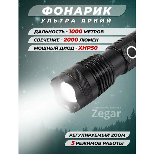 фото Фонарик светодиодный с зарядкой от usb zegar