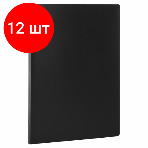 Комплект 12 шт, Папка с пластиковым скоросшивателем STAFF, черная, до 100 листов, 0.5 мм, 229231