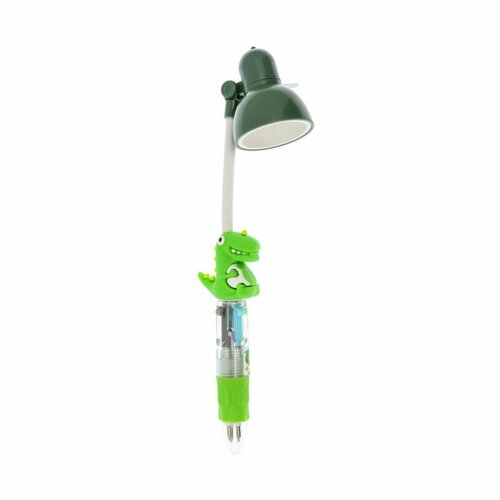 Ручка шариковая автоматическая 4-х цветная с фонариком (4 в 1) зеленый, дракон