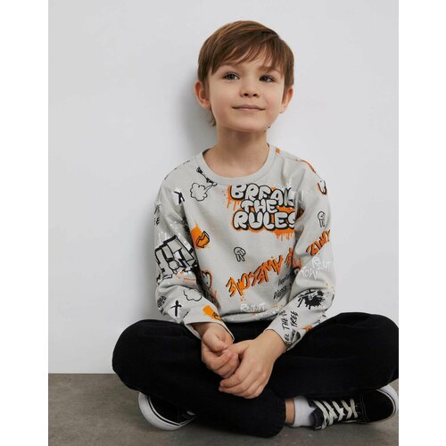 фото Лонгслив gloria jeans, размер 5-6л/116 (30), серый