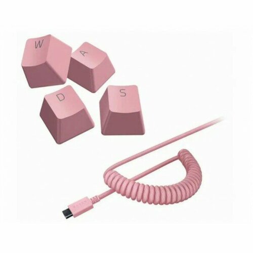 Колпачки и кабель клавиатуры Razer PBT Keycap + Coiled Cable Upgrade Set, Quartz Pink (US/UK) 119 keys blue samurai keycaps pbt material keycap cherry height mechanical keyboard keycap